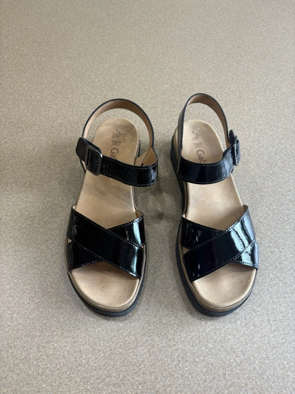 Gabor Women’s Shiny Black Sandals